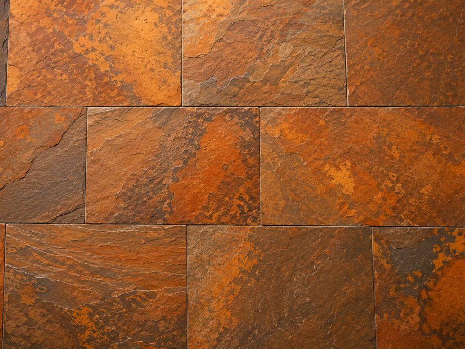 Natural Indian Copper Slate tiles in natural cleft finish — used for roofing, wall cladding and flooring, exported by Nirvan Exports, Rajasthan