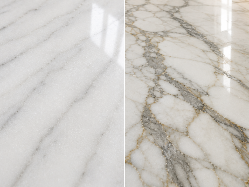Makrana White Indian marble polished slab — Indian marble vs Italian marble quality comparison, Nirvan Exports, Udaipur, Rajasthan