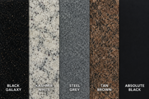 Types of Indian marble varieties — Makrana White, Rainforest Green, Fantasy Brown and Katni Beige marble from Nirvan Exports, Udaipur, Rajasthan