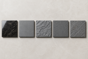 Polished, honed and flamed finish samples of natural stone from Nirvan Exports