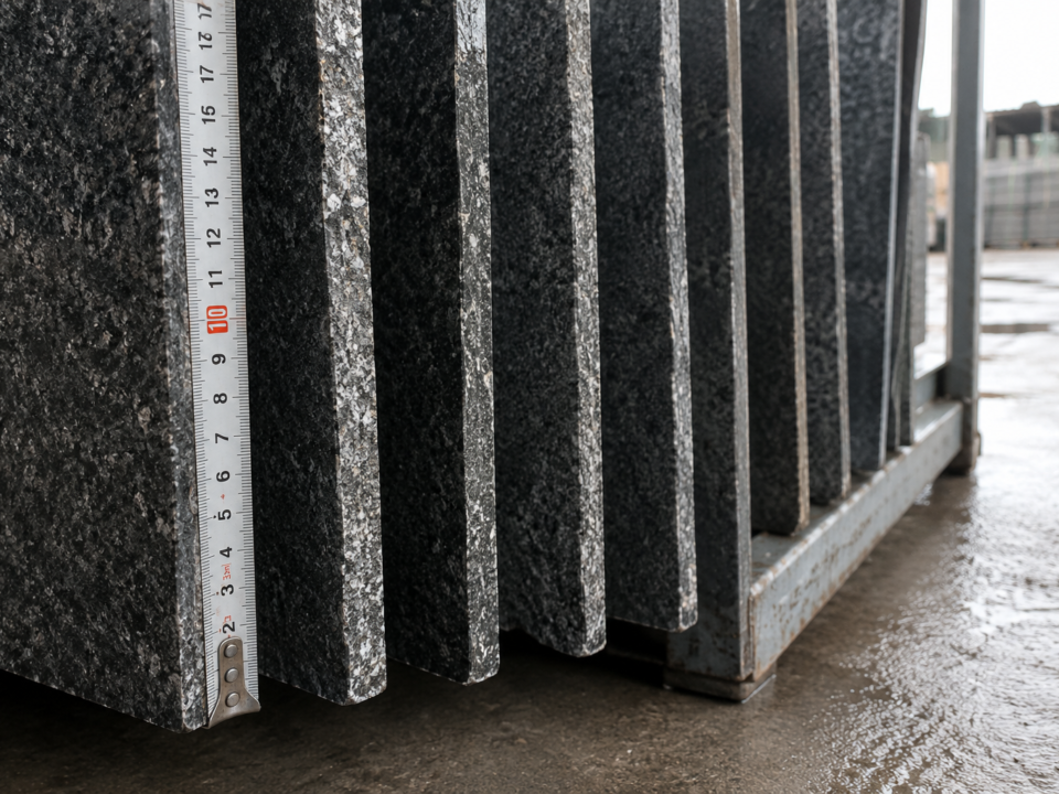 Granite slabs in different thicknesses ready for export from Nirvan Exports, India